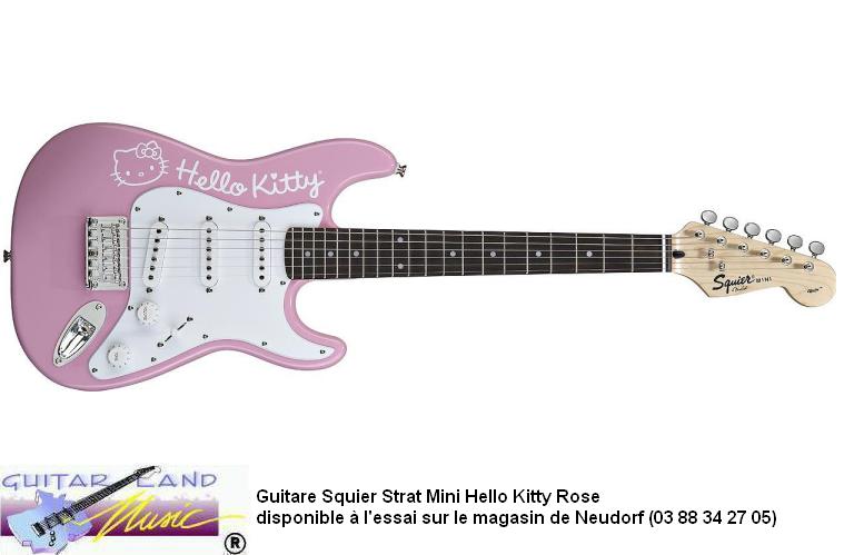 Guitare Squier Strat Mini Hello Kitty Rose